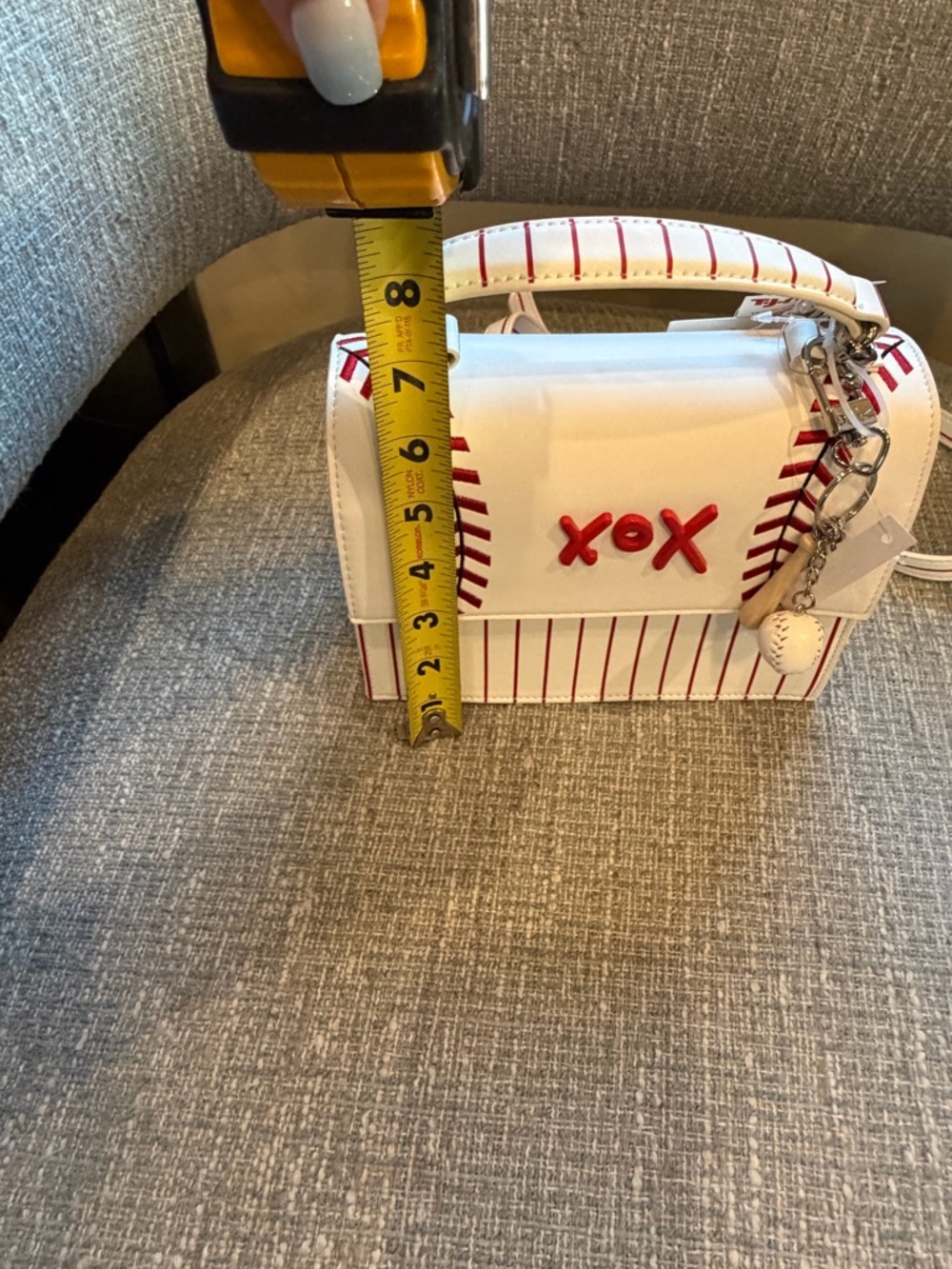Betsey Johnson XOX Baseball Bag with Baseball Bat Bag Charm - Picture 13 of 15